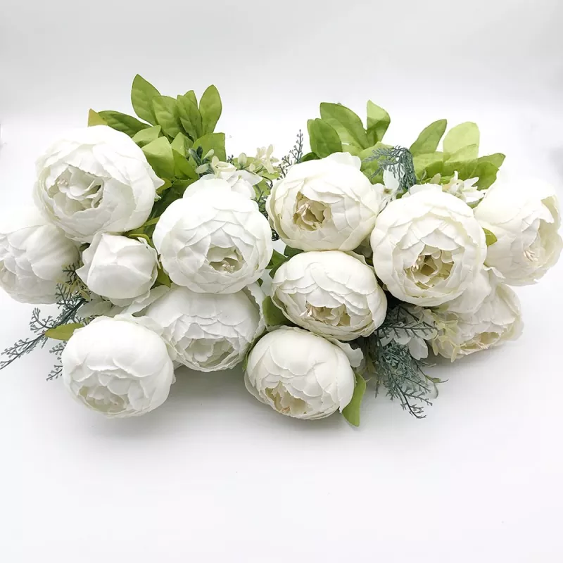 13 cabezas de seda Bouquet de peonía artificial