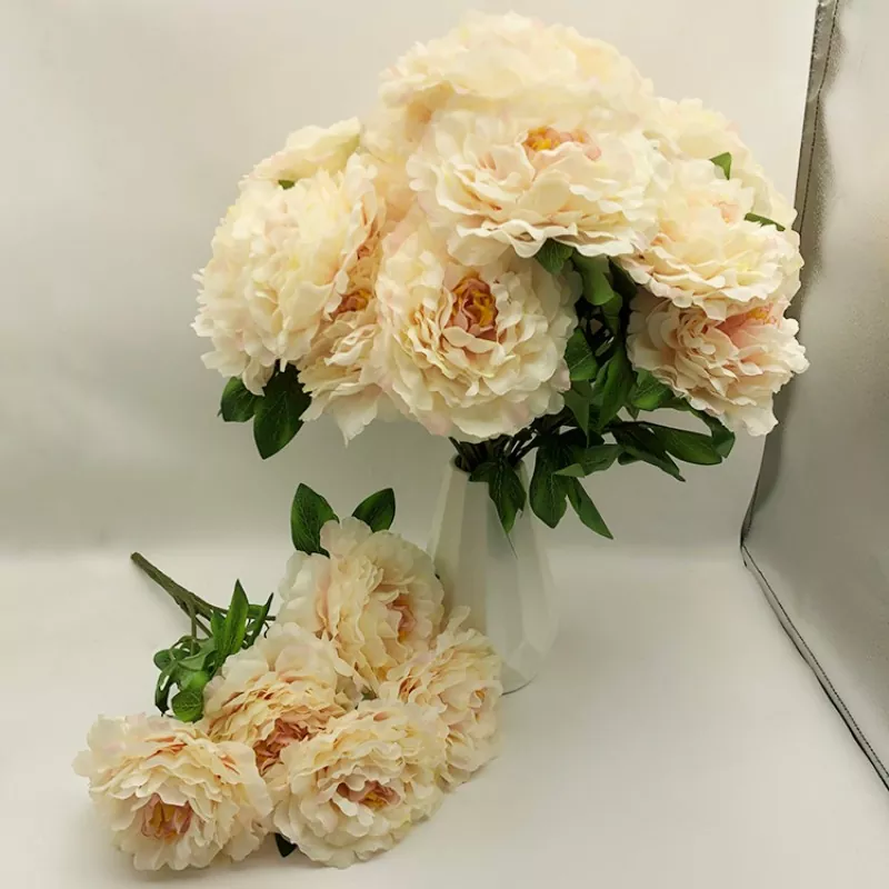 5 cabezas Bouquet de peonía artificial