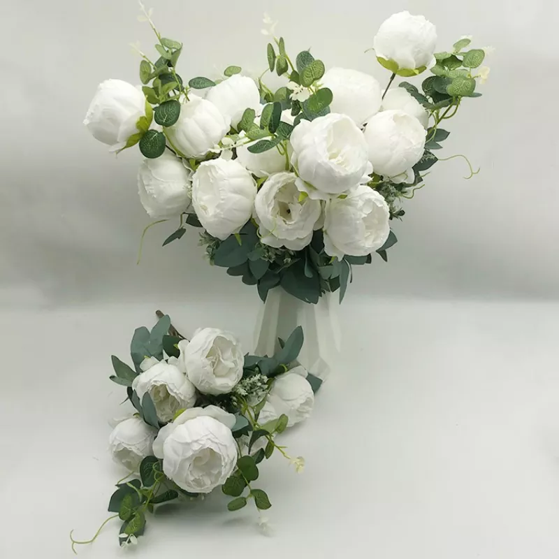 Silk peony bouquet with bendable stems