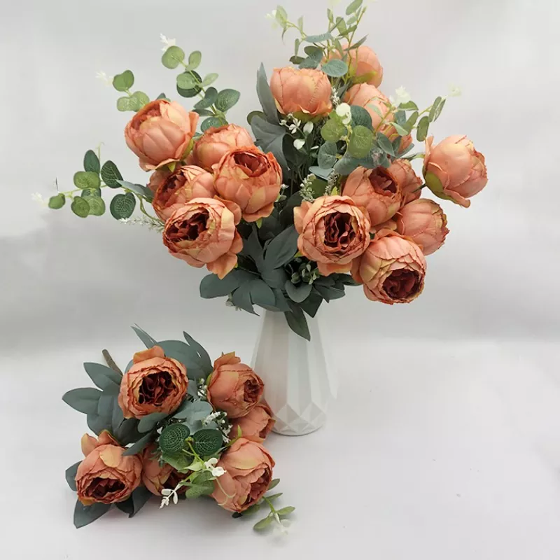 Multi-head artificial peony bouquet silk flowers