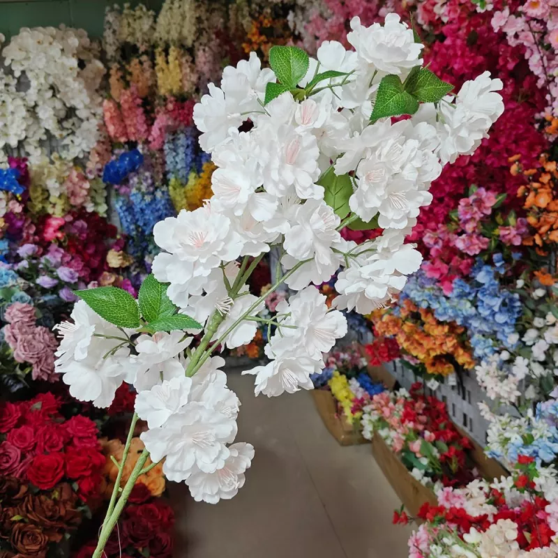 Flores artificiales de floración de cereza blanca